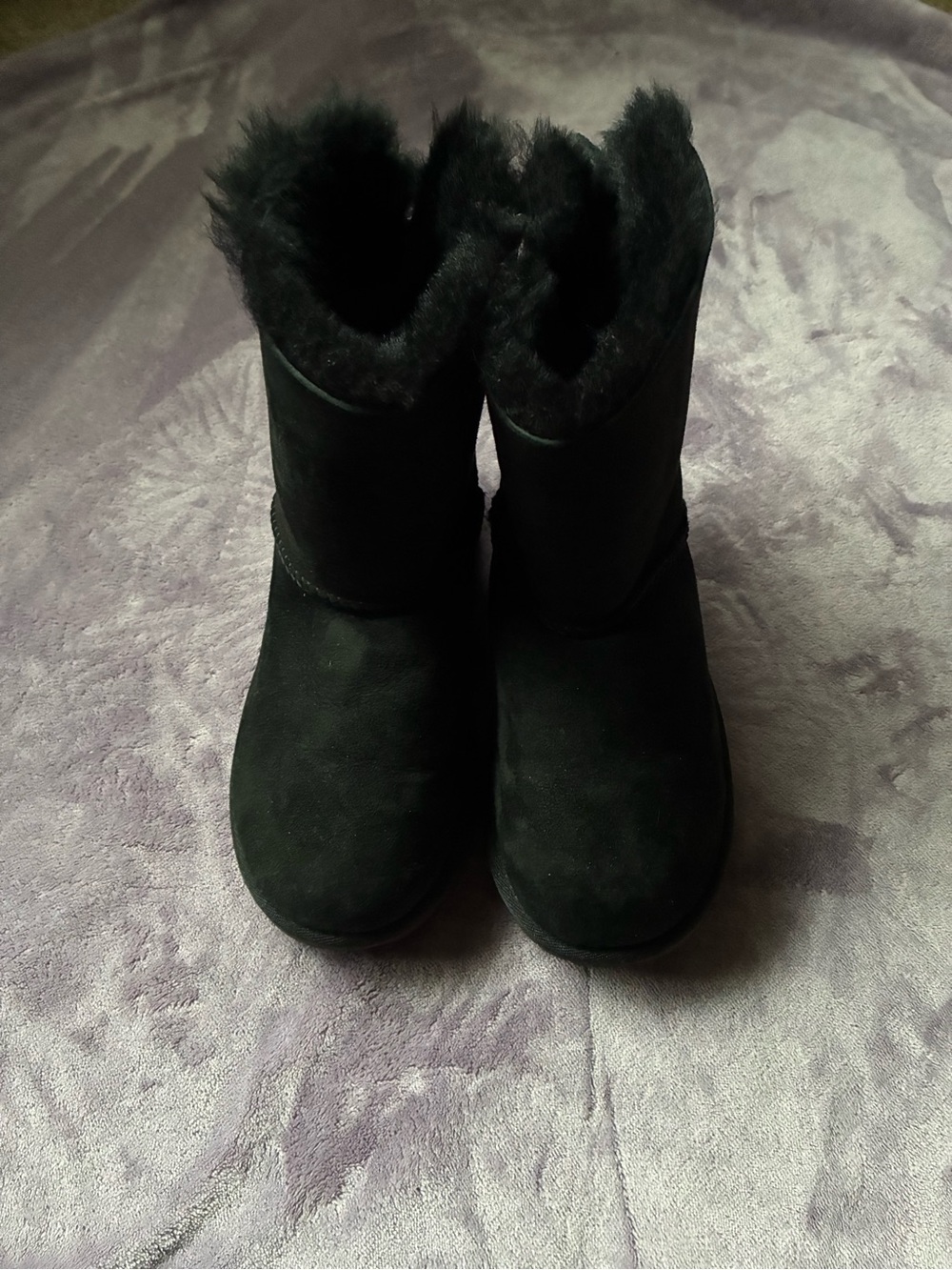 Women's Black Suede Fur-Lined Winter Boots
